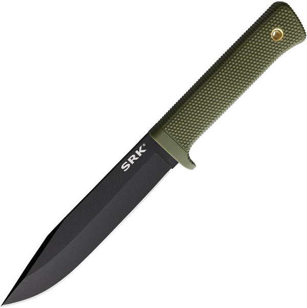 Cold Steel SRK Fixed Blade OD Green Tuff-Ex Black Coated Clip Point SK5 - Knives.mx