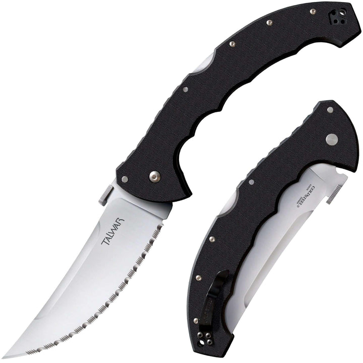Cold Steel Talwar Lockback Black G10 Serrated Upswept Satin S35VN - Knives.mx