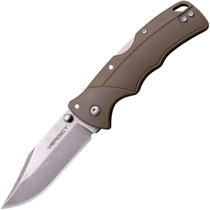 Cold Steel Verdict Lockback Flat Dark Earth GFN Stonewash Clip Point 4116 Stainless Blade - Knives.mx