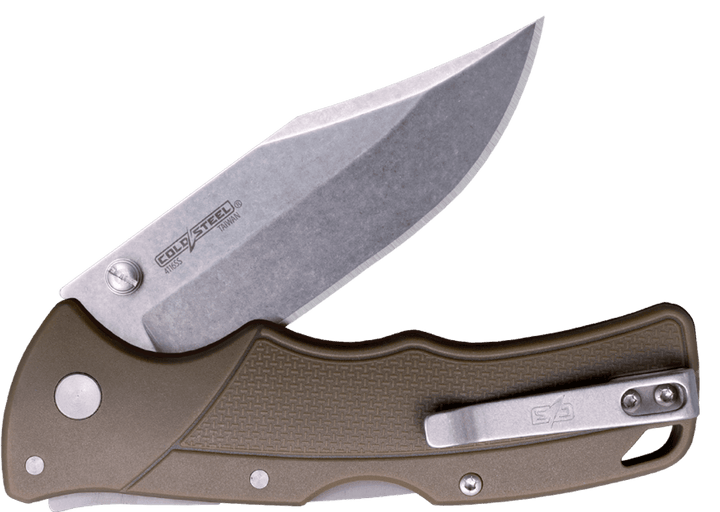 Cold Steel Verdict Lockback Flat Dark Earth GFN Stonewash Clip Point 4116 Stainless Blade - Knives.mx