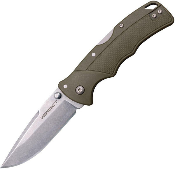 Cold Steel Verdict Lockback OD Green GFN Stonewash Spear Point 4116 Stainless Blade - Knives.mx