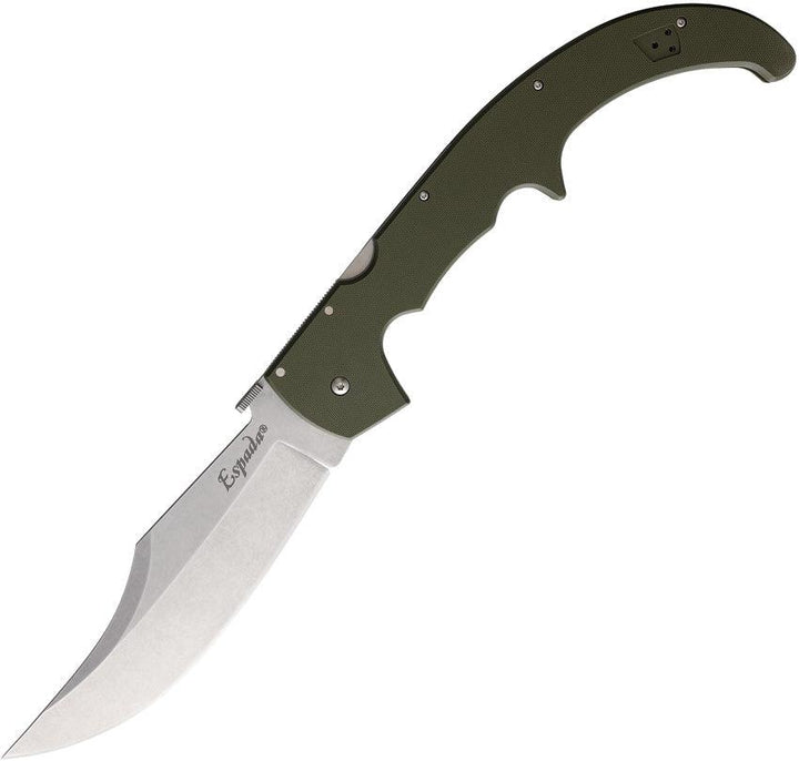 Cold Steel XL Espada Lockback OD Green G10 Stonewash AUS-10A - Knives.mx