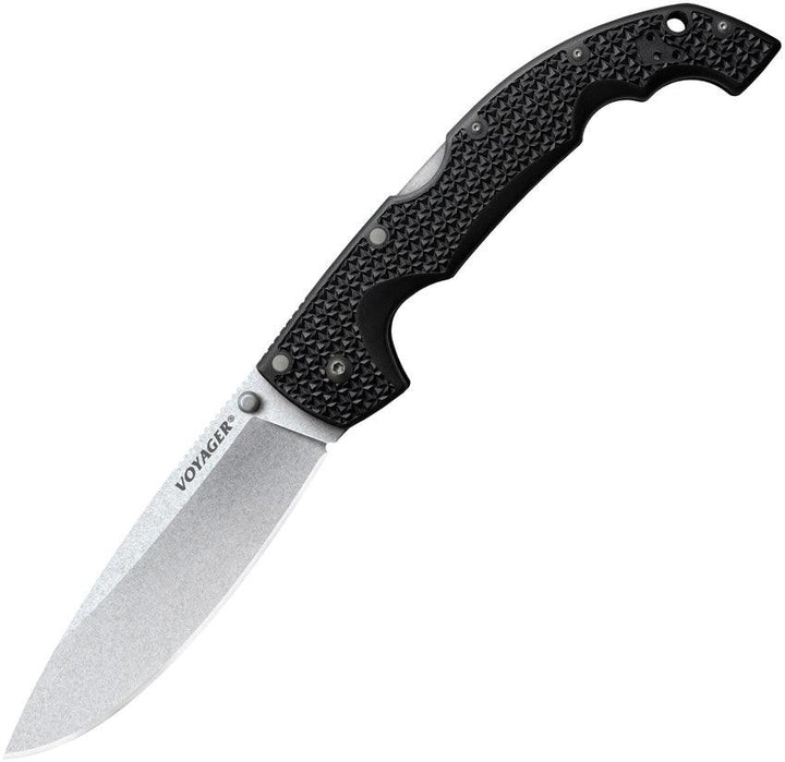 Cold Steel XL Voyager Lockback Black Griv-Ex Stonewash Drop Point AUS-10A - Knives.mx