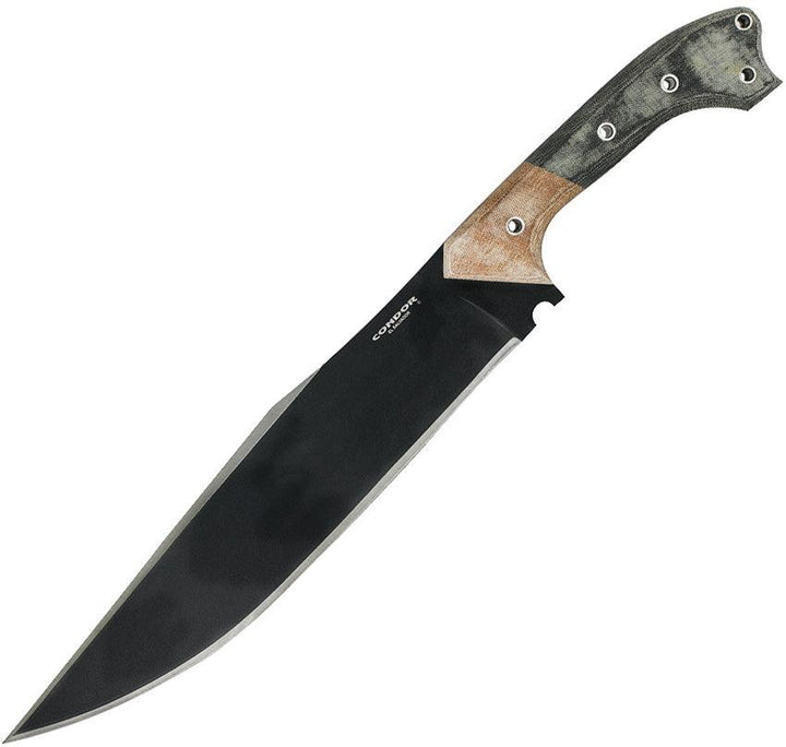 Condor Atrox Knife Black & Brown Canvas Micarta Black Traction Coated 1075HC - Knives.mx