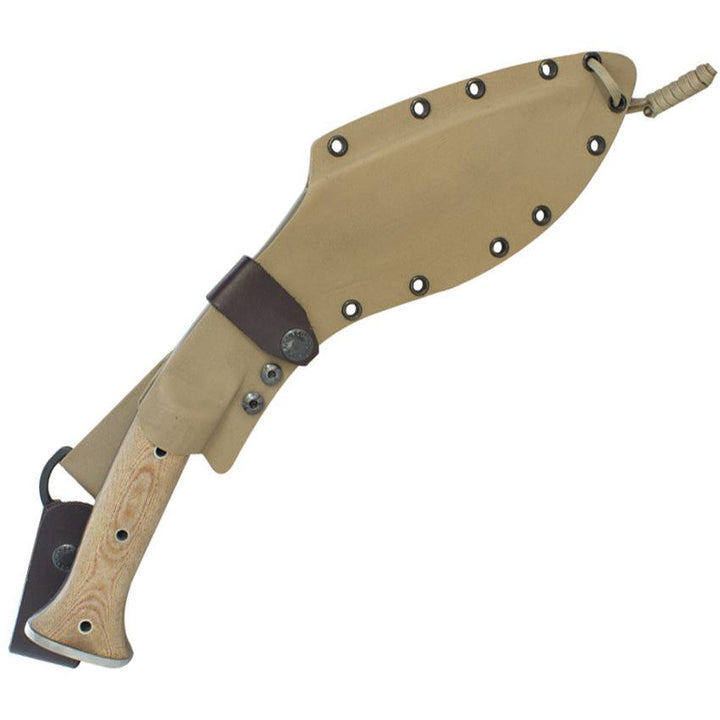 Condor K-Tact Kukri Knife Desert Tan Natural Canvas Micarta Satin 1075HC - Knives.mx