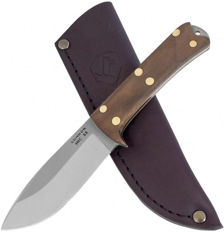 Condor Two Rivers Skinner Brown Walnut Satin 440C - Knives.mx