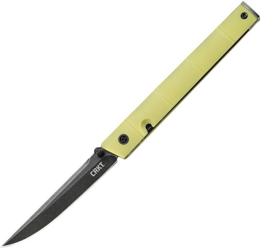 CRKT CEO Linerlock Bamboo Yellow GRN Black SW 8Cr13MoV - Knives.mx