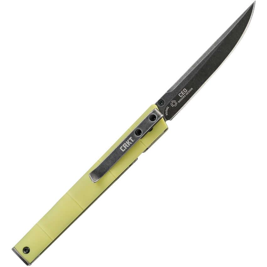 CRKT CEO Linerlock Bamboo Yellow GRN Black SW 8Cr13MoV - Knives.mx