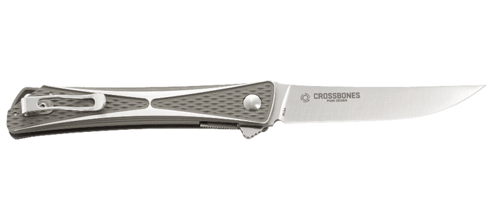 CRKT Crossbones Linerlock Gray Aluminum Satin AUS-8 - Knives.mx