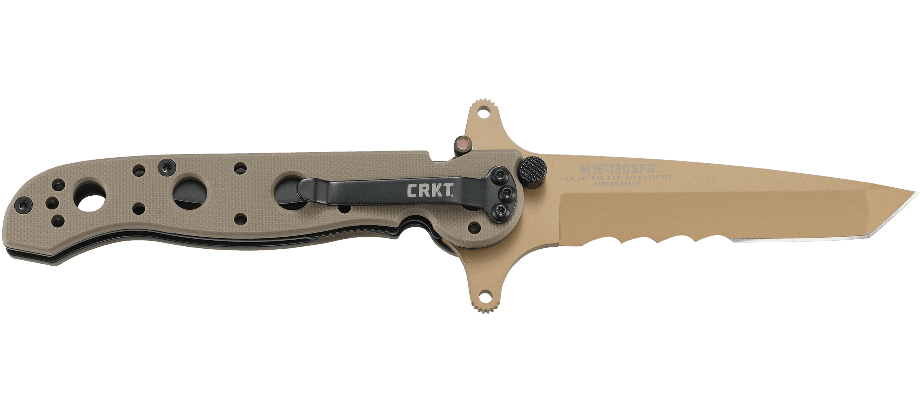 CRKT M16 Special Forces Desert G10 Veff Serrations Titanium Nitride Tanto 1.4116 - Knives.mx