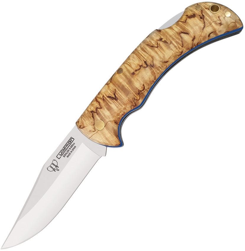Cudeman 326 Lockback Curly Birch Handle Satin Bohler N690 - Knives.mx