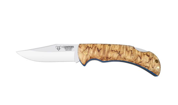 Cudeman 326 Lockback Curly Birch Handle Satin Bohler N690 - Knives.mx