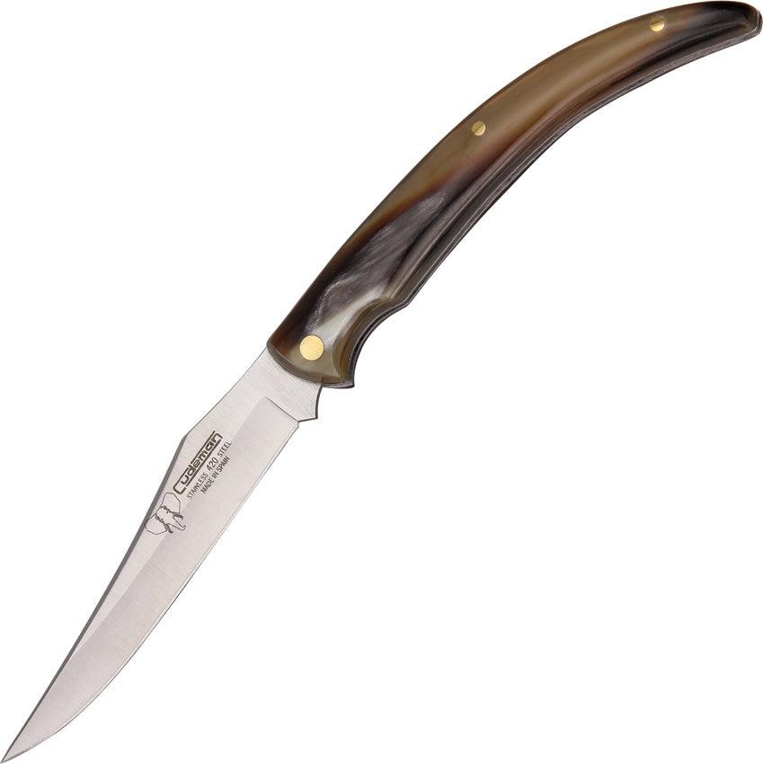 Cudeman Classic Folder Bull Horn Handle Satin 420 Stainless Long Clip Blade - Knives.mx