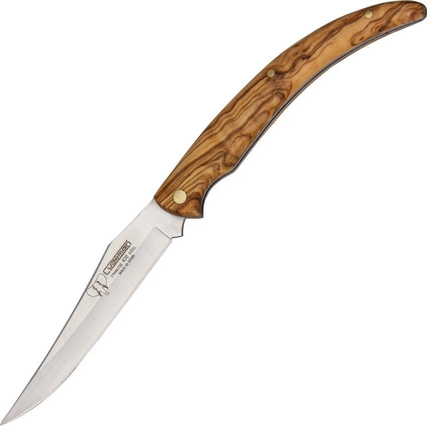 Cudeman Classic Folder Olive Wood Handle Satin 420 Stainless Long Clip Blade - Knives.mx