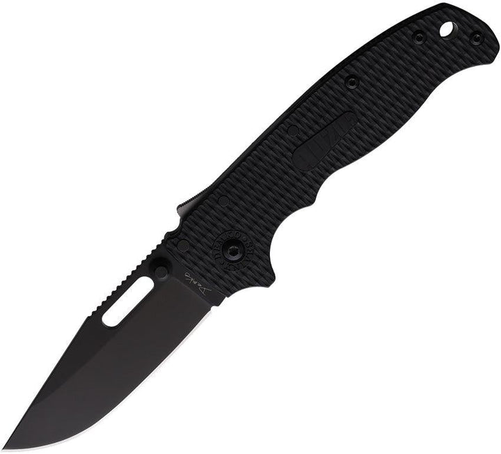 Demko AD 20.5 Shark-Lock Black Checkered G10 DLC Coated Clip Point D2 - Knives.mx