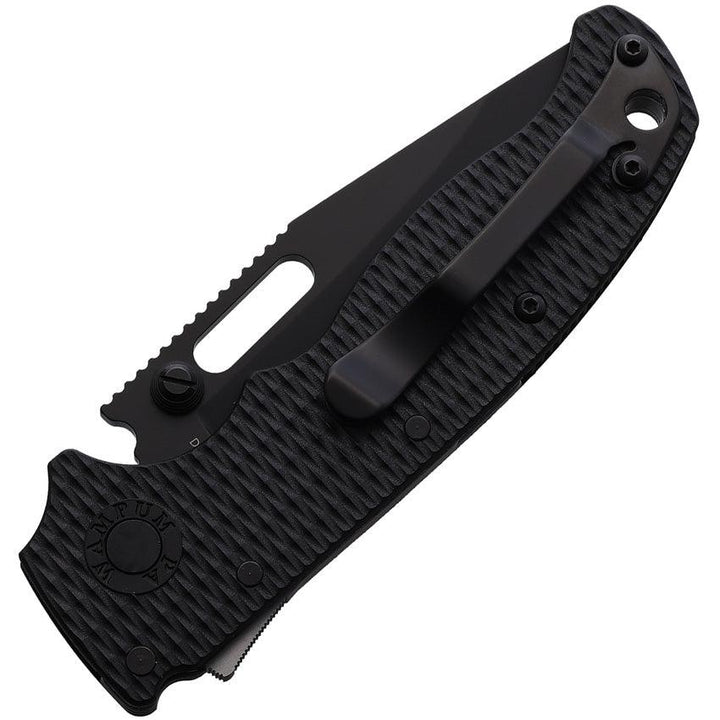 Demko AD 20.5 Shark-Lock Black Checkered G10 DLC Coated Clip Point D2 - Knives.mx