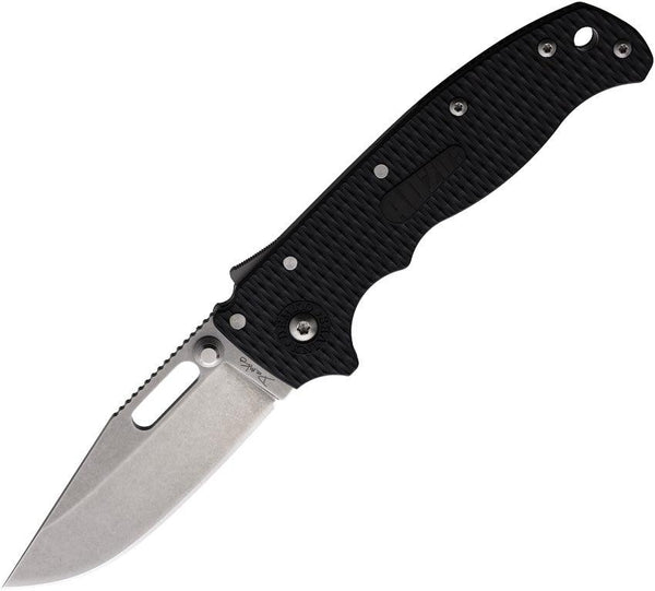 Demko AD 20.5 Shark-Lock Black Checkered G10 Stonewash Clip Point D2 - Knives.mx