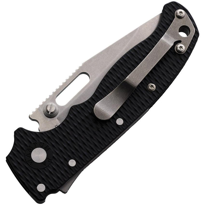 Demko AD 20.5 Shark-Lock Black Checkered G10 Stonewash Clip Point D2 - Knives.mx