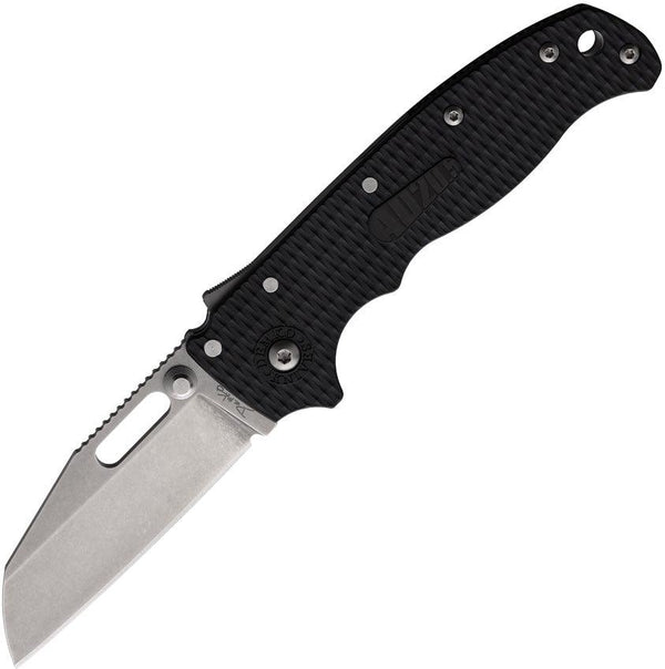 Demko AD 20.5 Shark-Lock Black Checkered G10 Stonewash Wharncliffe D2 - Knives.mx