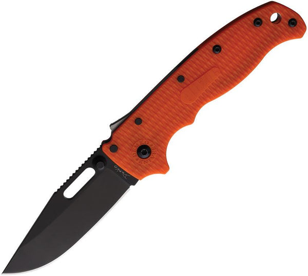 Demko AD 20.5 Shark-Lock Orange Checkered G10 Black Coated DLC Clip Point D2 - Knives.mx