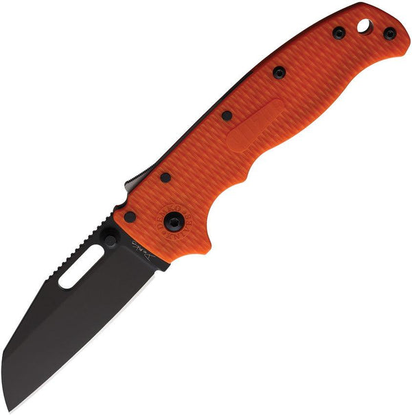 Demko AD 20.5 Shark-Lock Orange Checkered G10 Black DLC Coated Wharncliffe D2 - Knives.mx