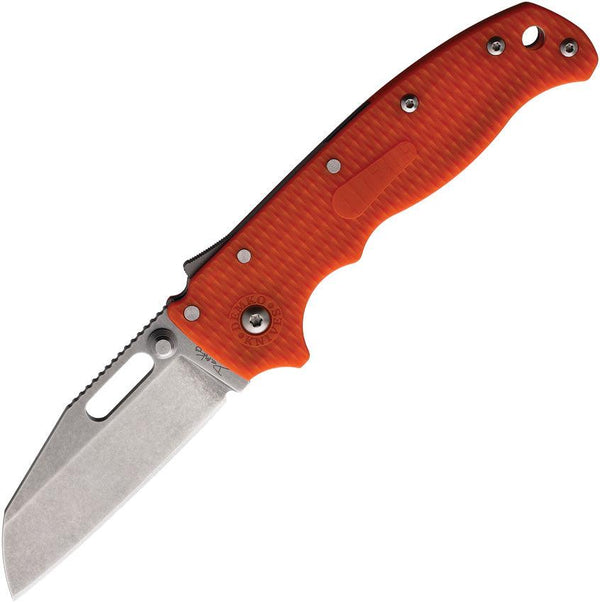 Demko AD 20.5 Shark-Lock Orange Checkered G10 Stonewash Wharncliffe D2 - Knives.mx