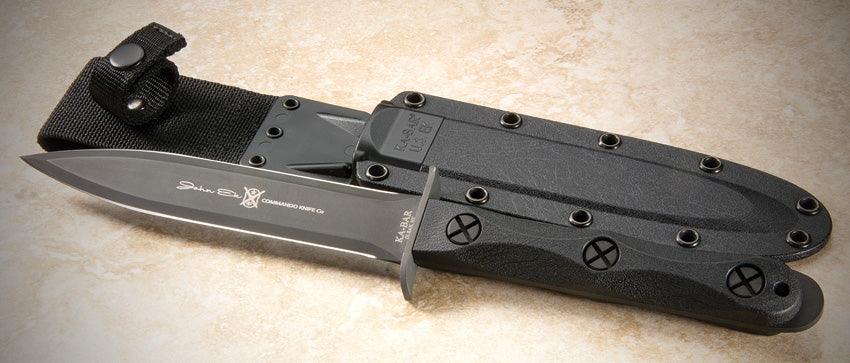 Ek Commando Knife Model 4 Double Edged Spear Point Black 1095 Cro-Van - Knives.mx
