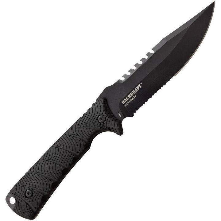 Elite Tactical Bowie Knife Black Rubber Handle Serrated 8Cr13MoV - Knives.mx