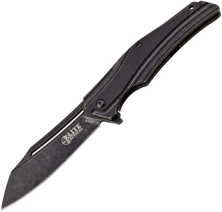 Elite Tactical Framelock Black G10 Stonewash 8Cr13MoV - Knives.mx