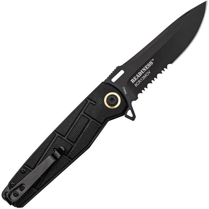 Elite Tactical Linerlock Black Nylon Serrated 8Cr13MoV - Knives.mx