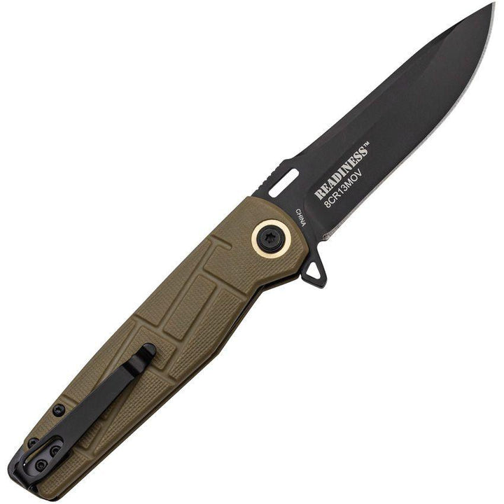 Elite Tactical Linerlock Tan Nylon Plain 8Cr13MoV - Knives.mx