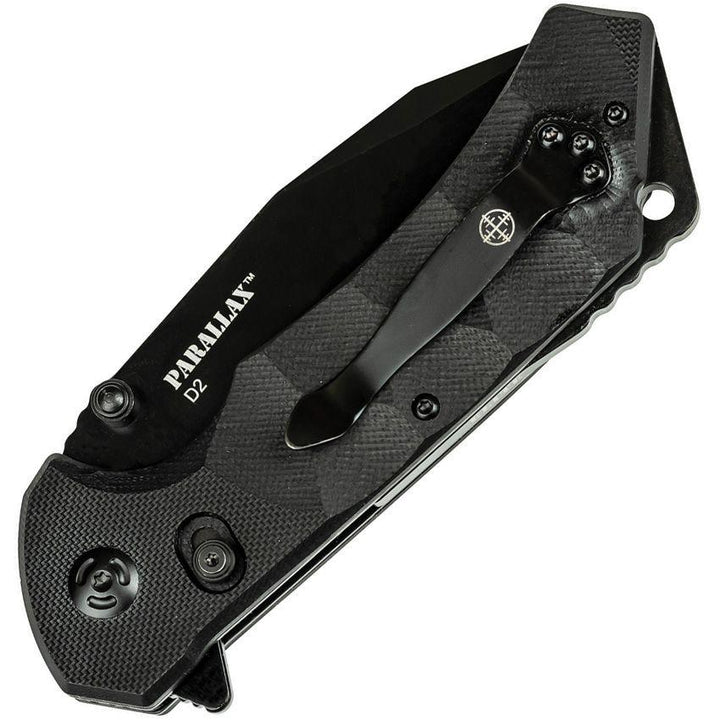 Elite Tactical Parallax Rapid Lock Blackout Sculpted G10 D2 - Knives.mx