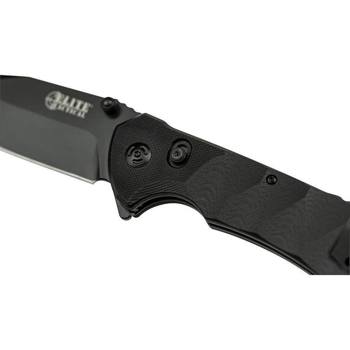 Elite Tactical Parallax Rapid Lock Blackout Sculpted G10 D2 - Knives.mx