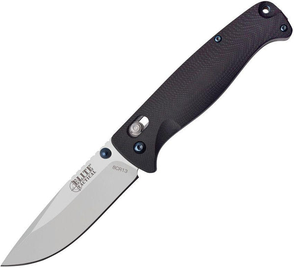 Elite Tactical Rapid Lock Folder Black G10 Stonewash Drop Point 8Cr13MoV - Knives.mx