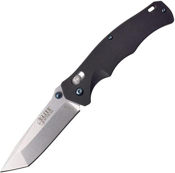 Elite Tactical Rapid Lock Folder Black G10 Stonewash Tanto 8Cr13MoV - Knives.mx