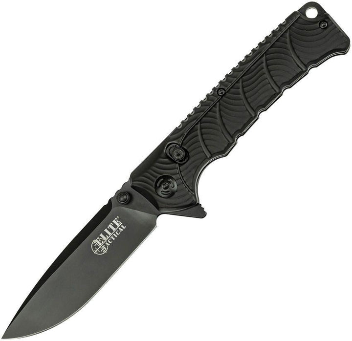 Elite Tactical The Backdraft Black Rubberized Synthetic Handle Plain 8Cr13MoV - Knives.mx