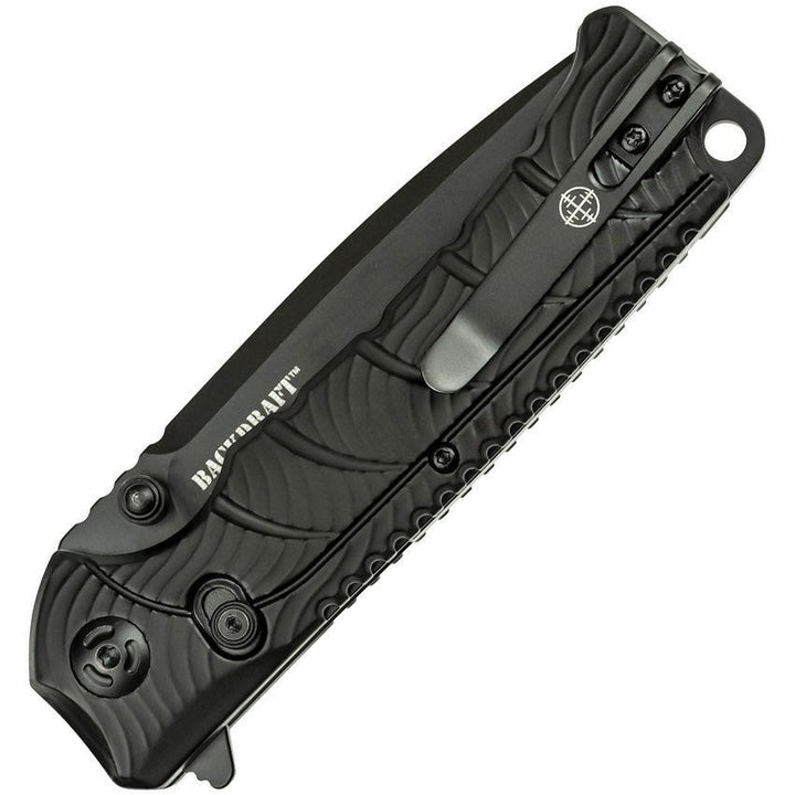 Elite Tactical The Backdraft Black Rubberized Synthetic Handle Serrated 8Cr13MoV - Knives.mx