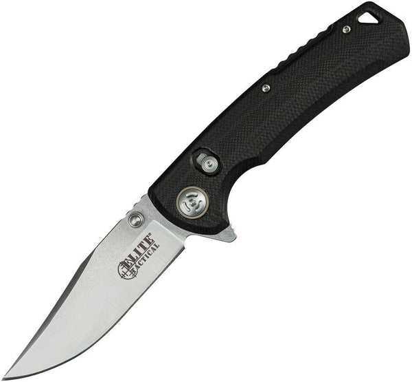 Elite Tactical The Chaser Black G10 Clip Point Satin D2 - Knives.mx