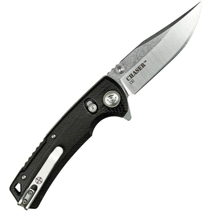 Elite Tactical The Chaser Black G10 Clip Point Satin D2 - Knives.mx