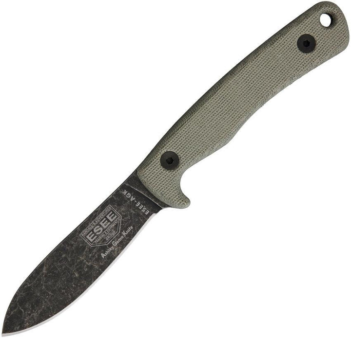 ESEE Ashley Emerson Game Knife Green Canvas Micarta Black SW 1095HC - Knives.mx