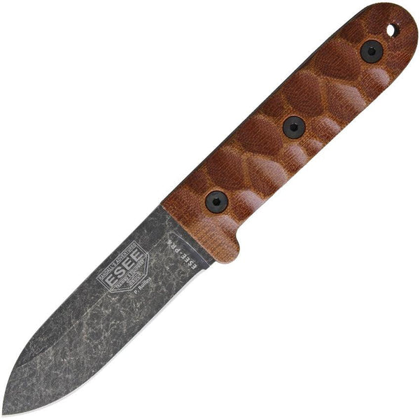 ESEE Camp Lore PR-4 Brown Sculpted Micarta Black Oxide 1095HC - Knives.mx