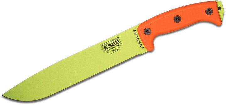 ESEE Junglas Knife Orange G10 Green Venom Coated 1095HC - Knives.mx