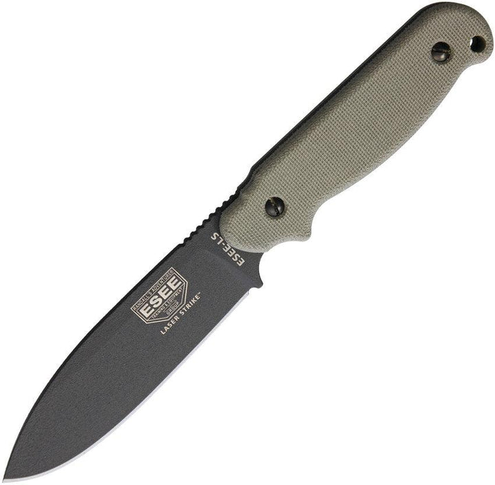 ESEE Laser Strike OD green Micarta Gunsmoke 1095HC - Knives.mx