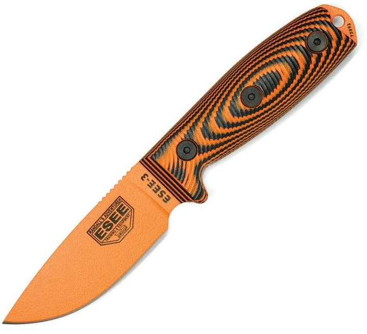 ESEE Model 3 3D Orange & Black G10 Powder Coated 1095HC - Knives.mx