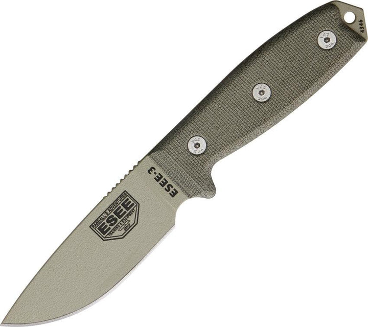 Esee Model 3 Desert Tan Micarta Powder Coated Blade 1095HC - Knives.mx