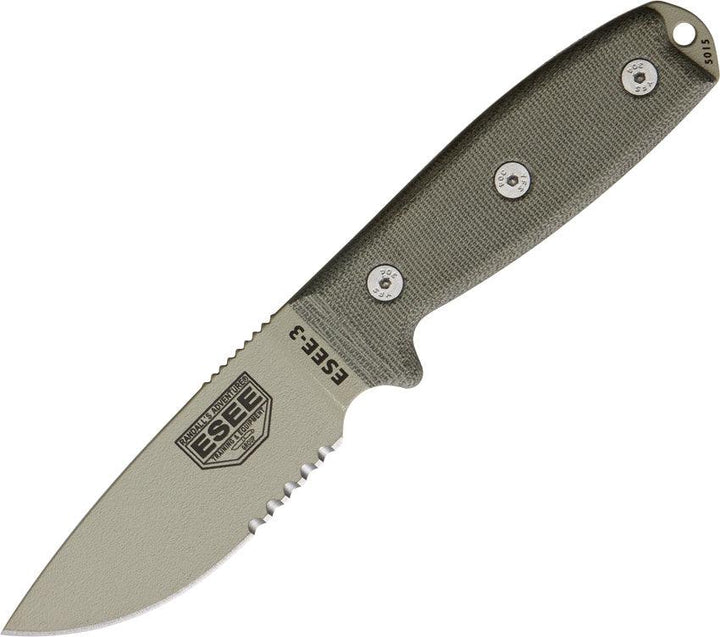 ESEE Model 3 Micarta Desert Tan Serrated 1095HC - Knives.mx