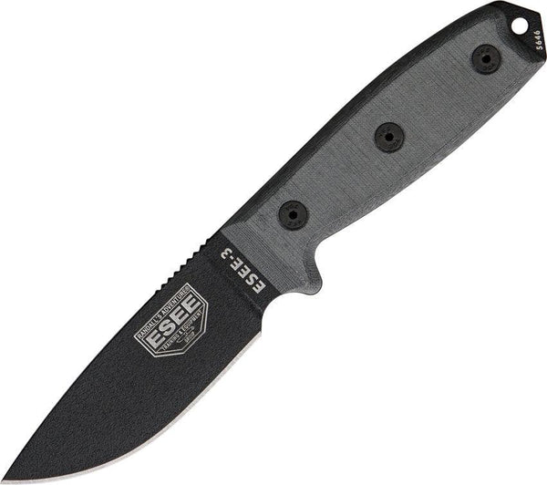 ESEE Model 3 Standard Edge Black Micarta 1095HC - Knives.mx