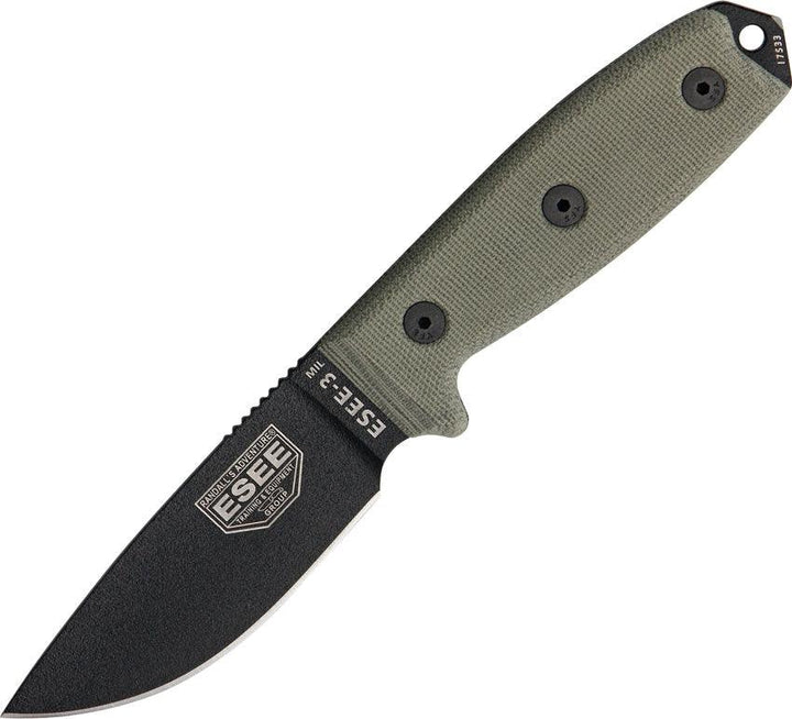 Esee Model 3MIL Green Canvas Micarta Plain Edge 1095HC - Knives.mx