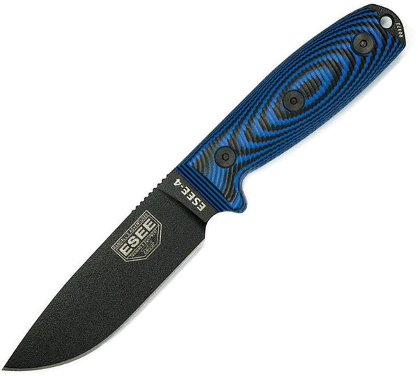 ESEE Model 4 3D Black & Blue G10 Powder Coated 1095HC - Knives.mx