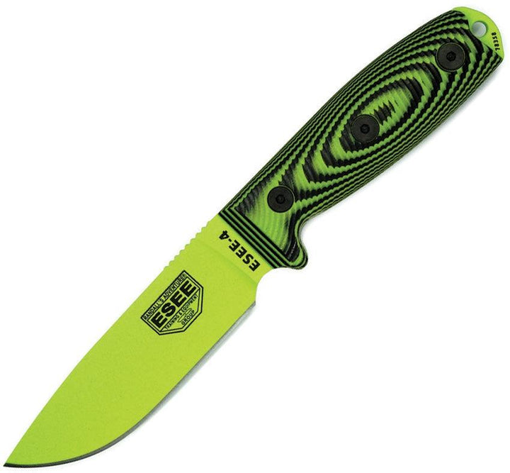 ESEE Model 4 3D Black & Green G10 Venom Powder Coated 1095HC - Knives.mx